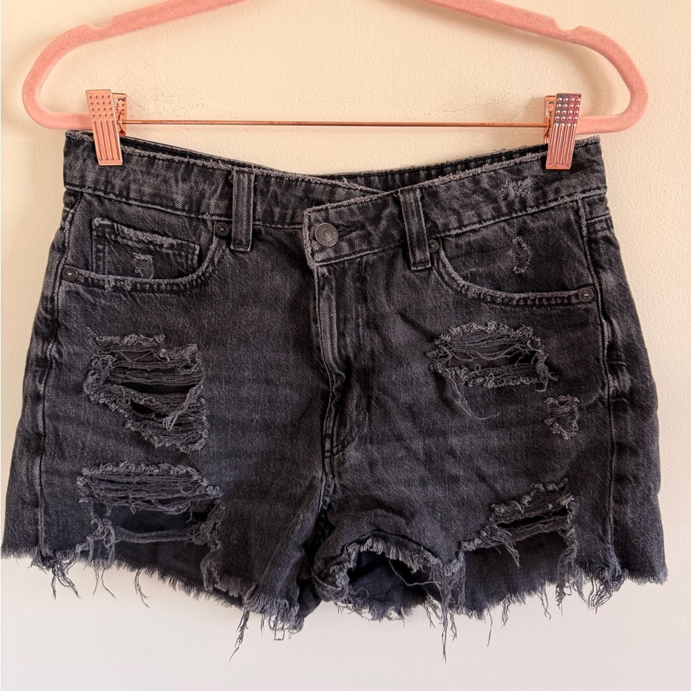 American Eagle Outfitters Ripped Charcoal Jean Shorts